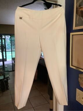 LISETTE Off-White Straight-Leg Pull-On Ankle Pants. Sz 14